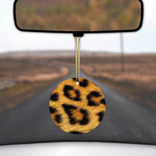 DistinctInk® Hanging Ceramic Christmas Tree Ornament with Gold String - Great Gift / Present - 2 3/4 inch Diameter - Brown Black Leopard Fur Skin Print