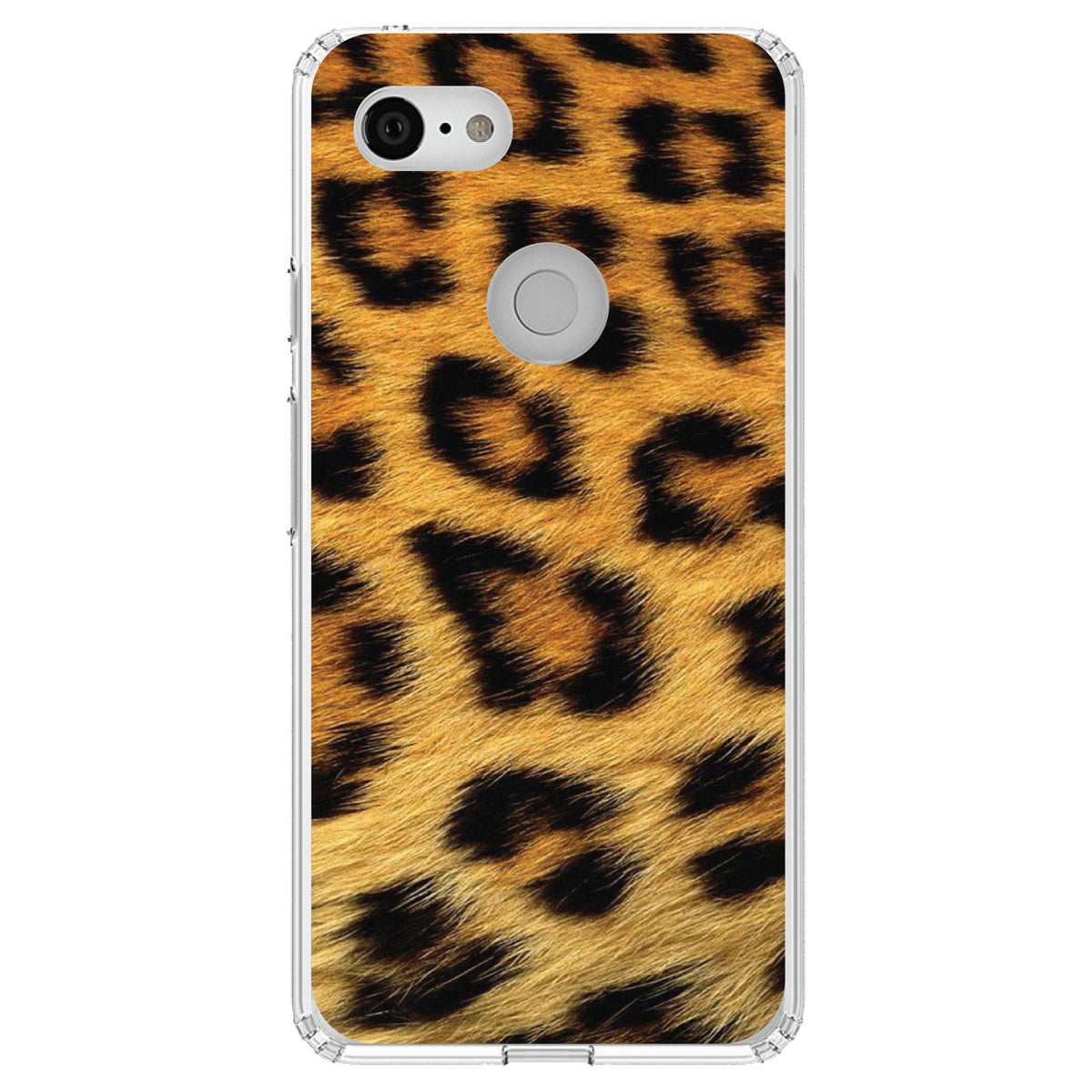 Brown Black Leopard Fur Skin Print Clear Shockproof iPhone Case, view 21