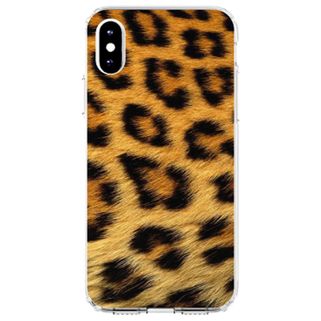 Brown Black Leopard Fur Skin Print Clear Shockproof iPhone Case, view 4