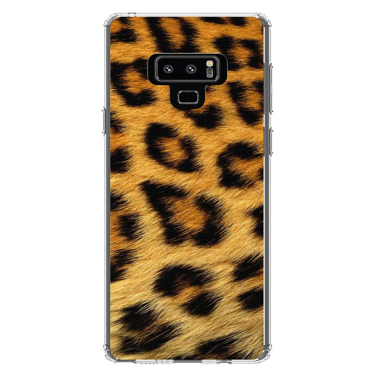 Brown Black Leopard Fur Skin Print Clear Shockproof iPhone Case, view 11