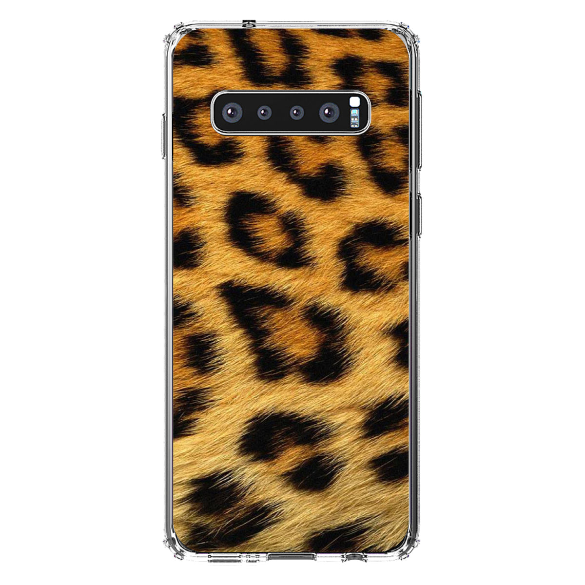 Brown Black Leopard Fur Skin Print Clear Shockproof iPhone Case, view 16