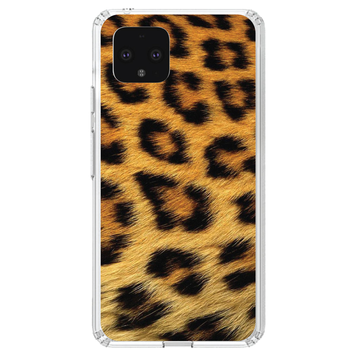 Brown Black Leopard Fur Skin Print Clear Shockproof iPhone Case, view 24
