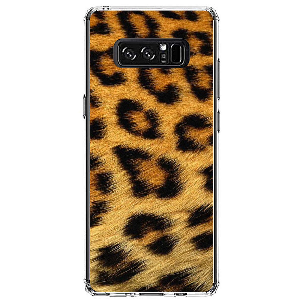 Brown Black Leopard Fur Skin Print Clear Shockproof iPhone Case, view 12