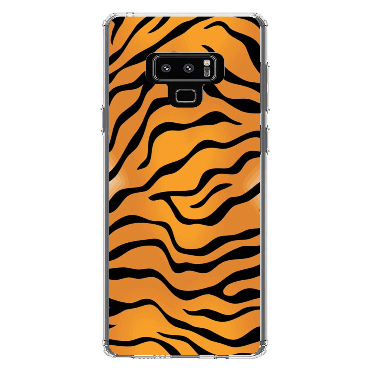 Orange Black White Tiger Skin Print Clear Shockproof iPhone Case, view 11