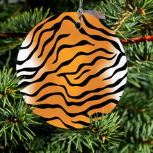 Orange Black White Tiger Skin Print Ceramic Ornament