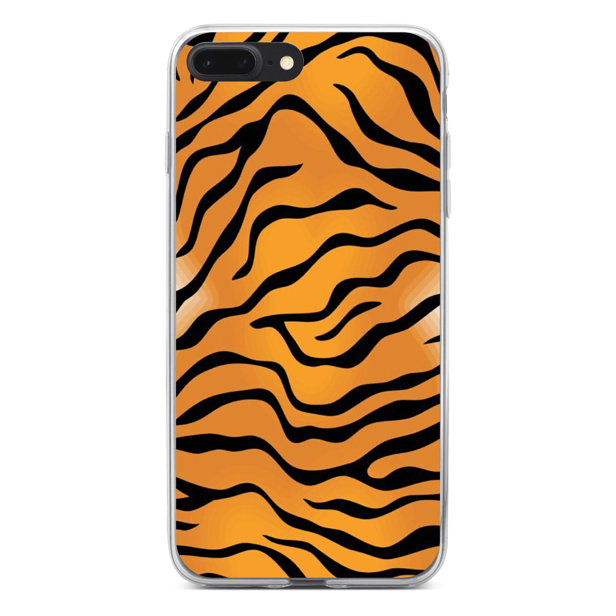 Orange Black White Tiger Skin Print Clear Shockproof iPhone Case, view 6