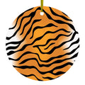 Orange Black White Tiger Skin Print Ceramic Ornament