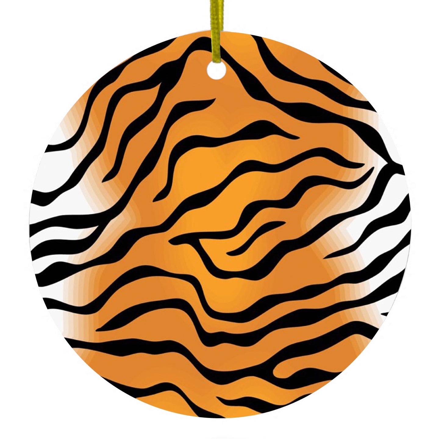 Orange Black White Tiger Skin Print Ceramic Ornament