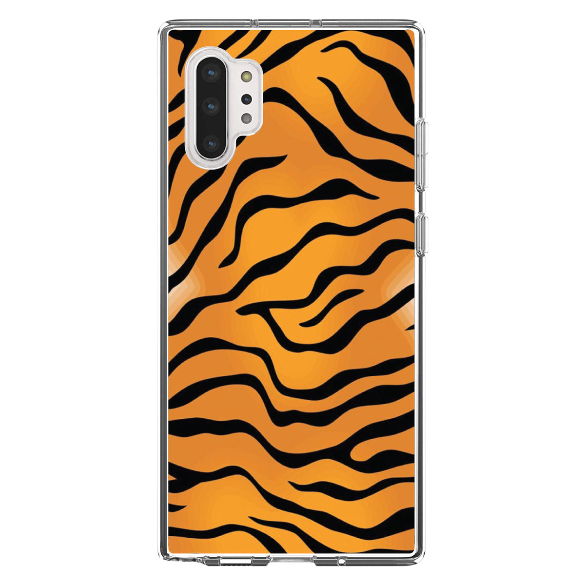 Orange Black White Tiger Skin Print Clear Shockproof iPhone Case, view 10