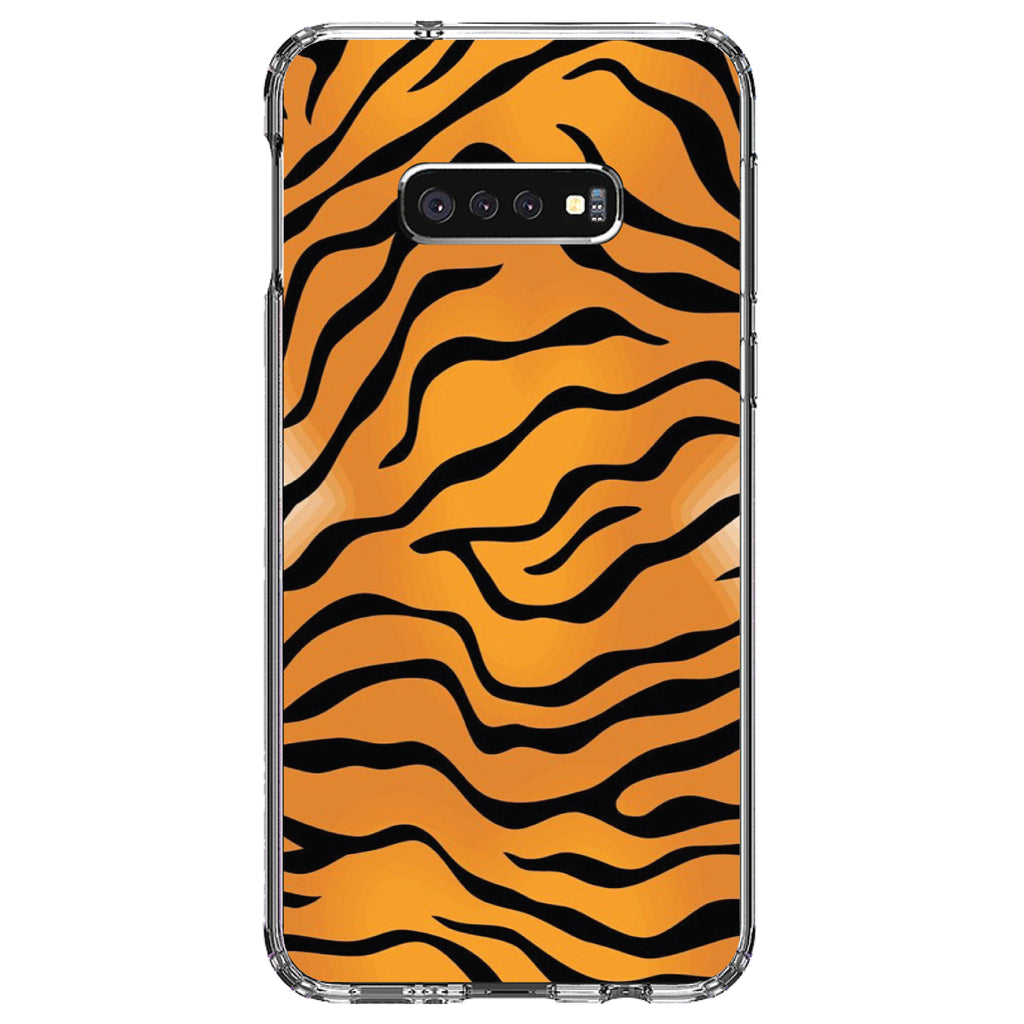 Orange Black White Tiger Skin Print Clear Shockproof iPhone Case, view 18