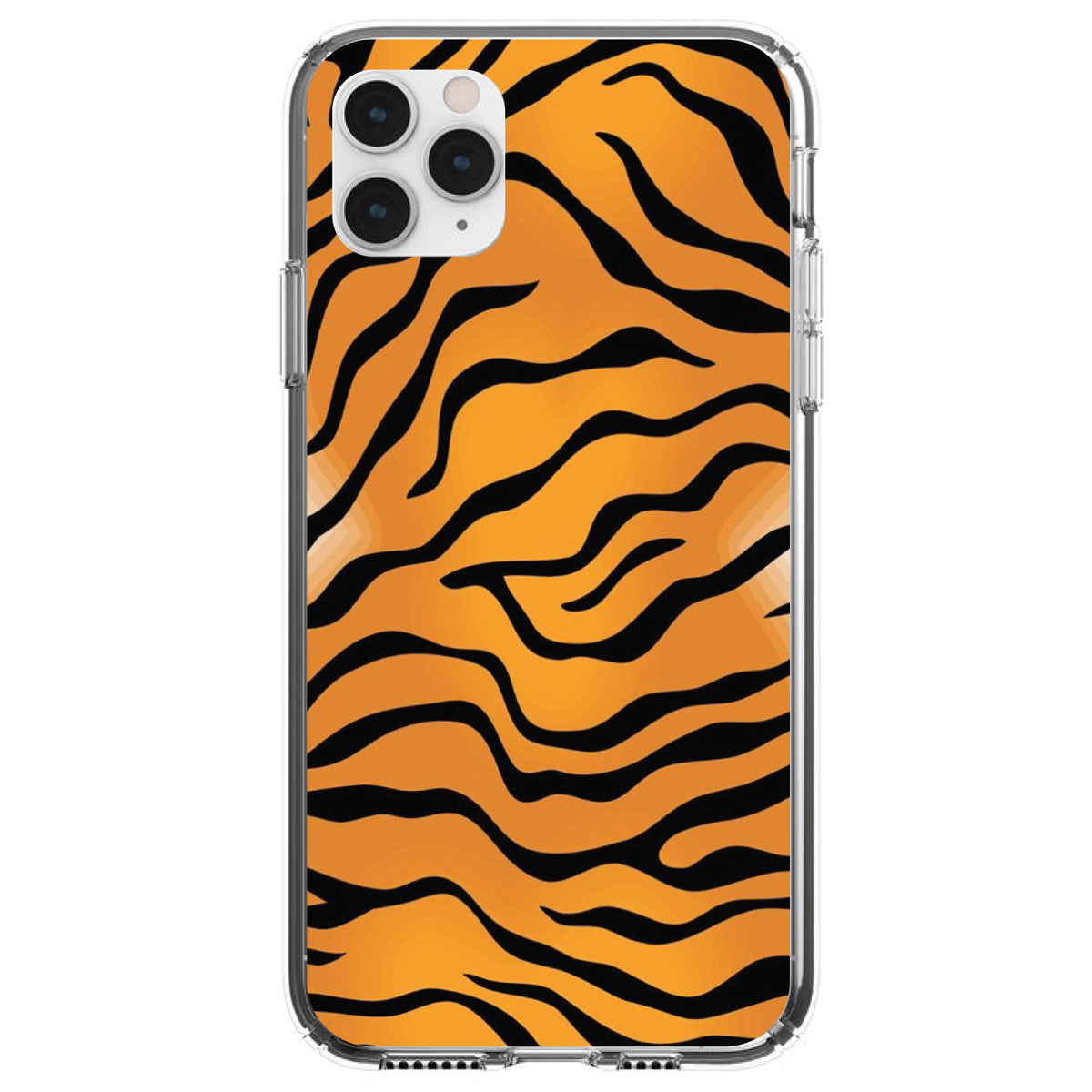 Orange Black White Tiger Skin Print Clear Shockproof iPhone Case