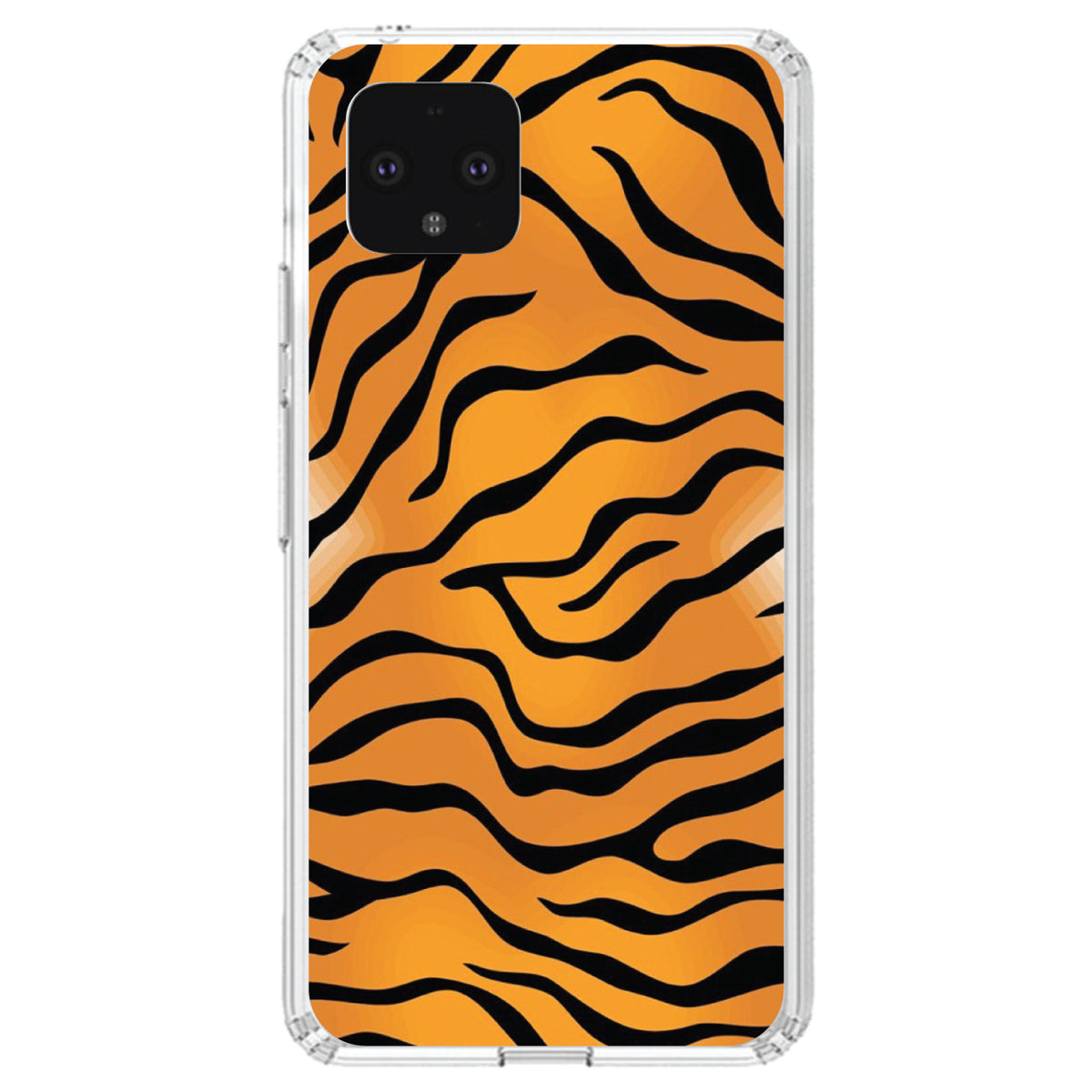 Orange Black White Tiger Skin Print Clear Shockproof iPhone Case, view 23