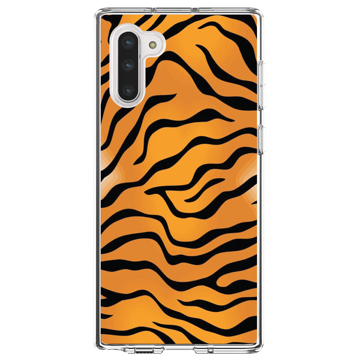 Orange Black White Tiger Skin Print Clear Shockproof iPhone Case, view 9
