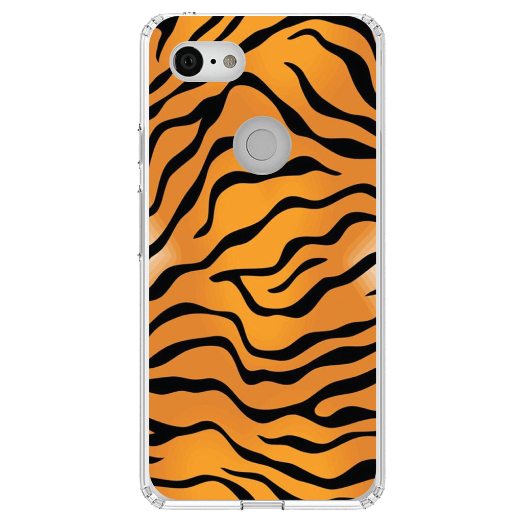 Orange Black White Tiger Skin Print Clear Shockproof iPhone Case, view 21