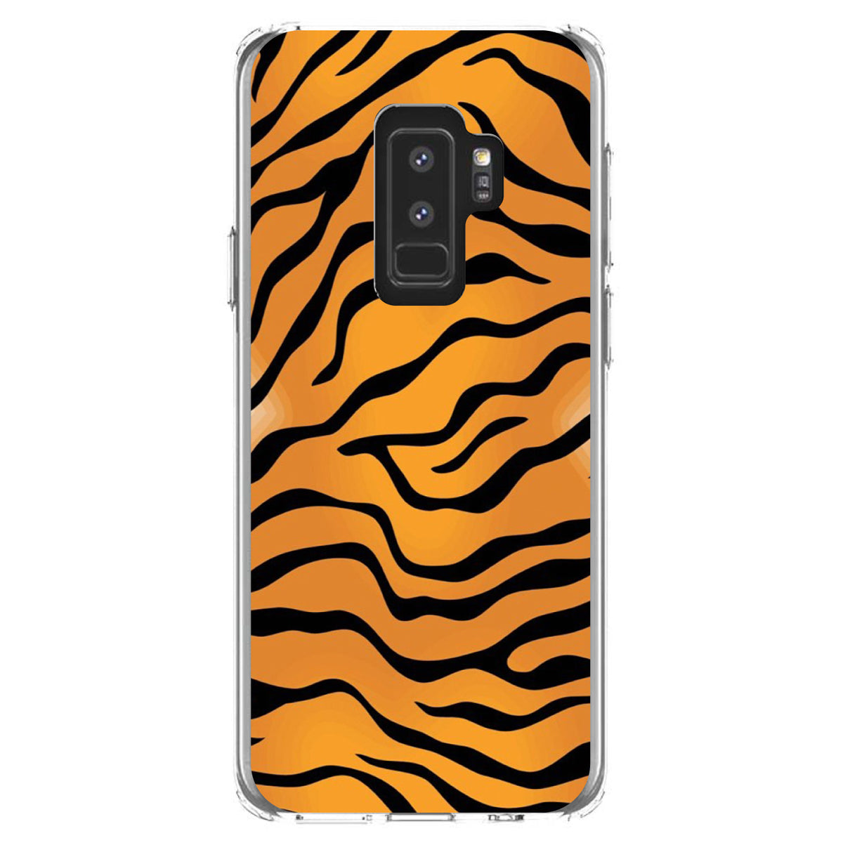 Orange Black White Tiger Skin Print Clear Shockproof iPhone Case, view 20