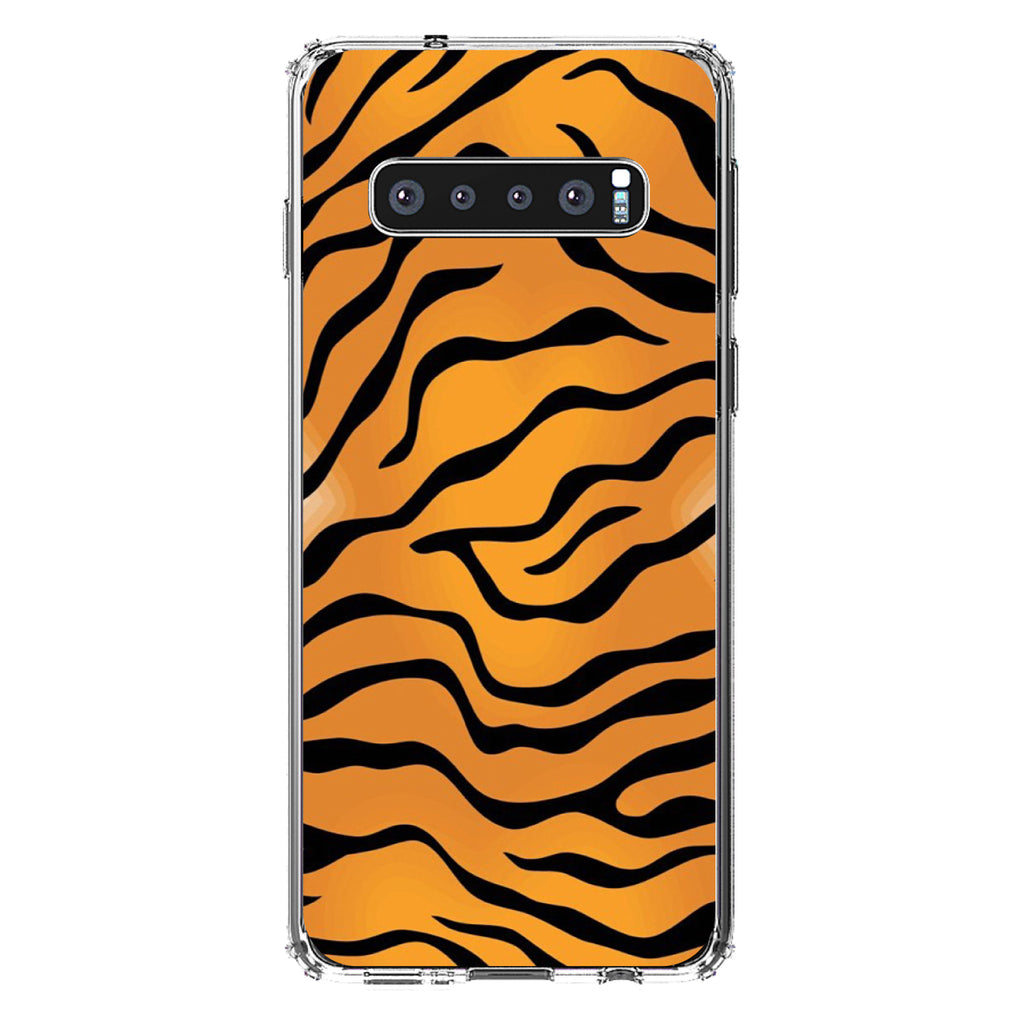 Orange Black White Tiger Skin Print Clear Shockproof iPhone Case, view 17