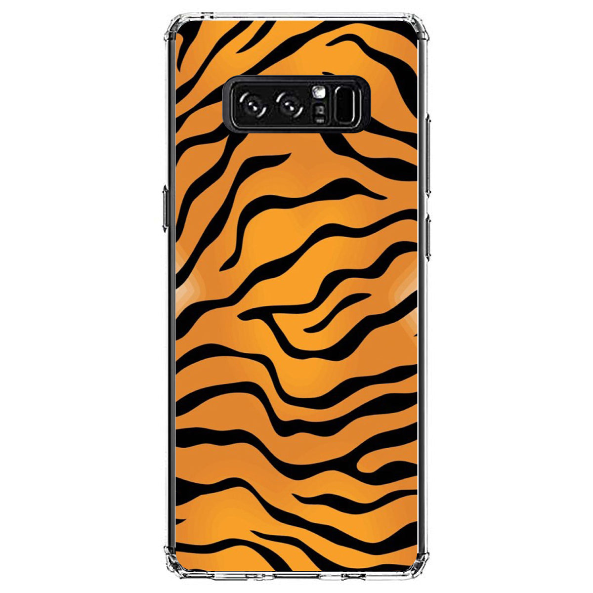 Orange Black White Tiger Skin Print Clear Shockproof iPhone Case, view 12