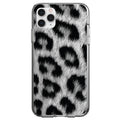 Black White Snow Leopard Fur Print Clear Shockproof iPhone Case