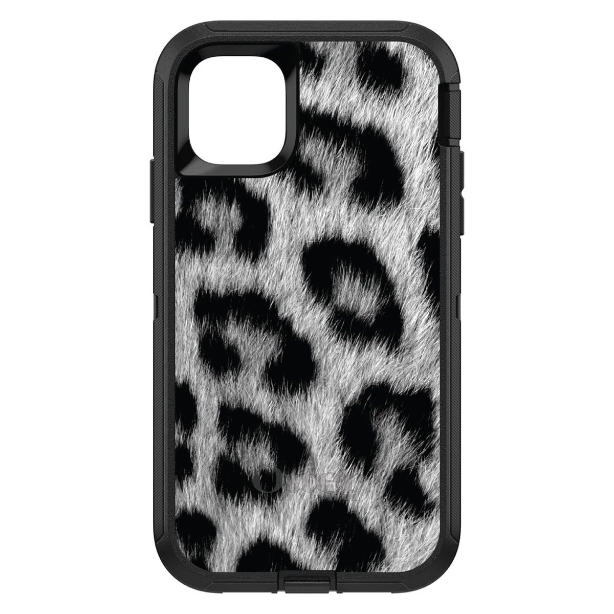 Black White Snow Leopard Fur OtterBox Defender Case for iPhone & Galaxy, view 2