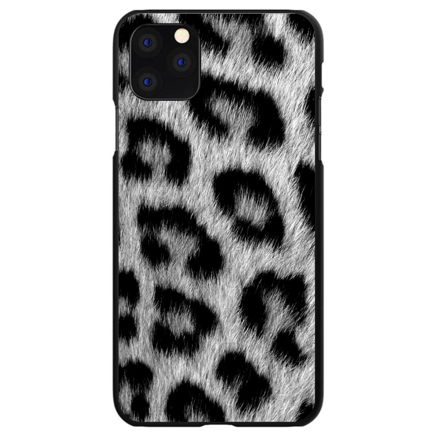 DistinctInk® Hard Plastic Snap-On Case for Apple iPhone or Samsung Galaxy - Black White Snow Leopard Fur