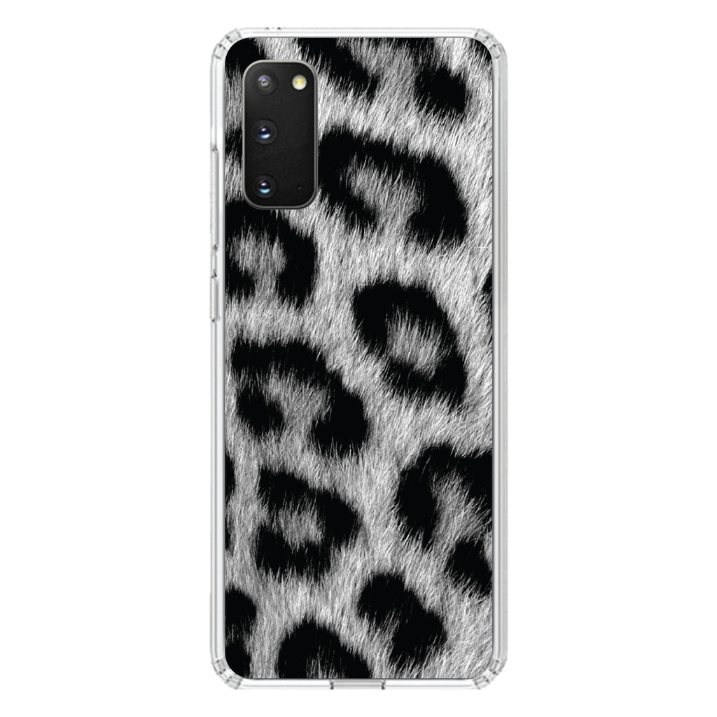 Black White Snow Leopard Fur Print Clear Shockproof iPhone Case, view 13