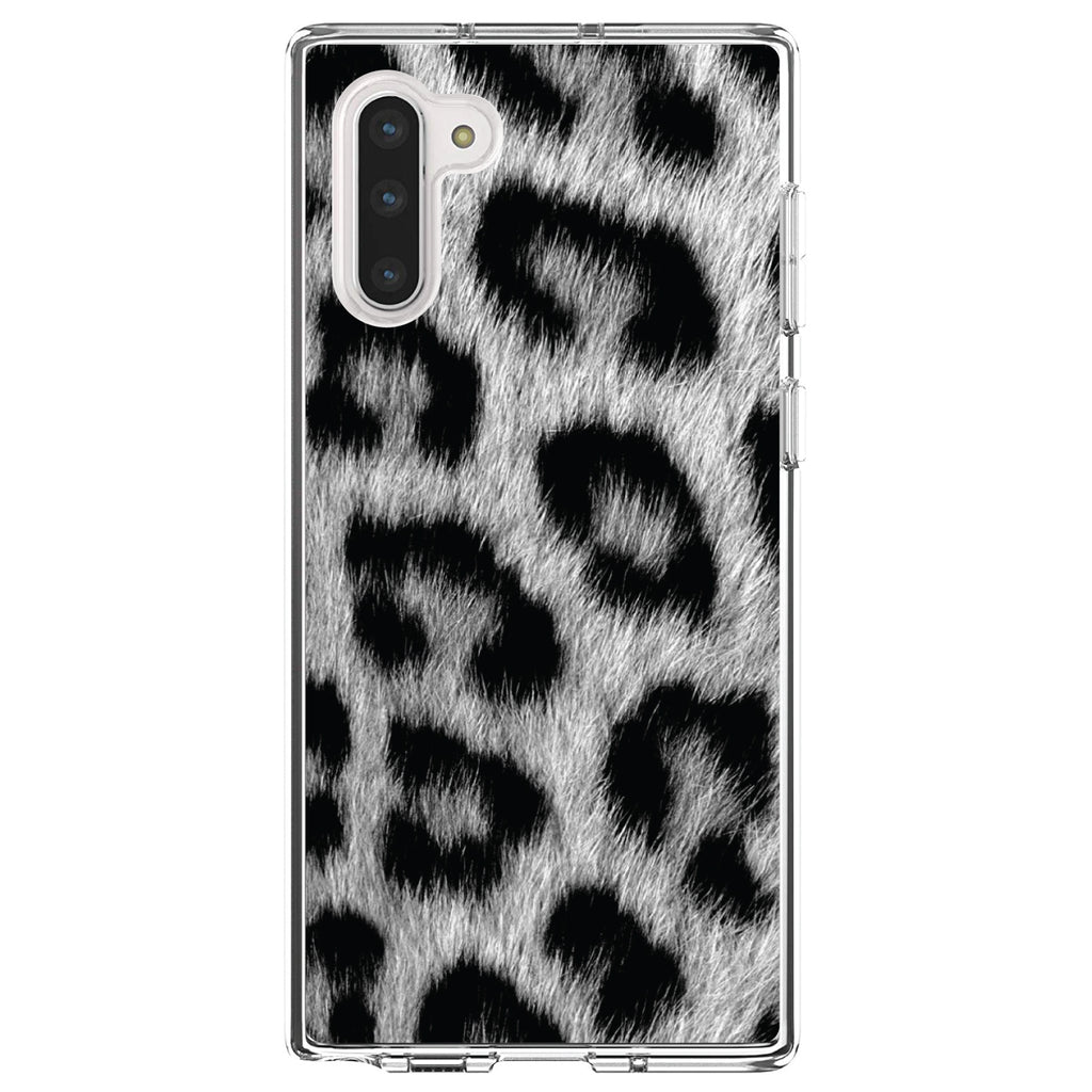 Black White Snow Leopard Fur Print Clear Shockproof iPhone Case, view 9