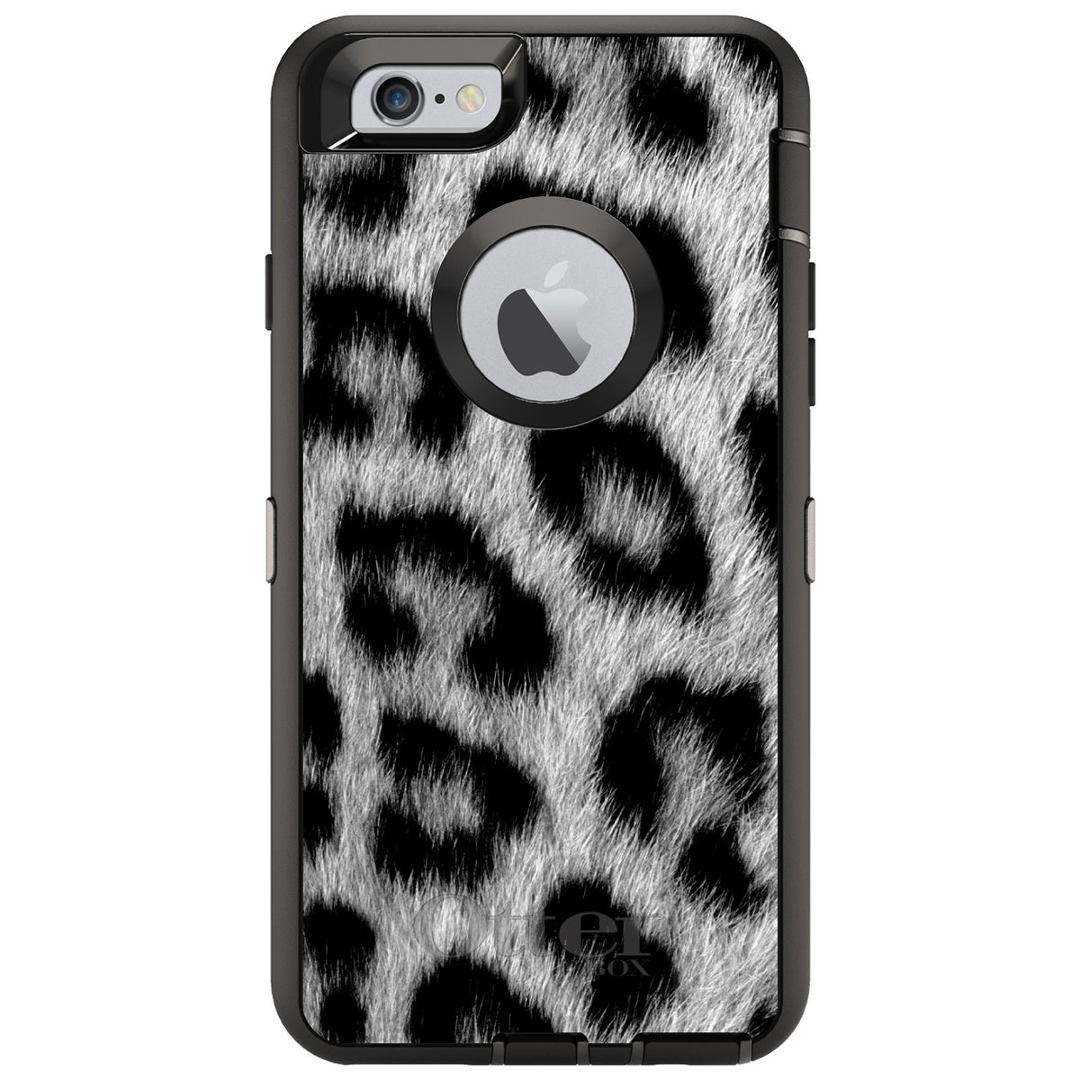 Black White Snow Leopard Fur OtterBox Defender Case for iPhone & Galaxy, view 4