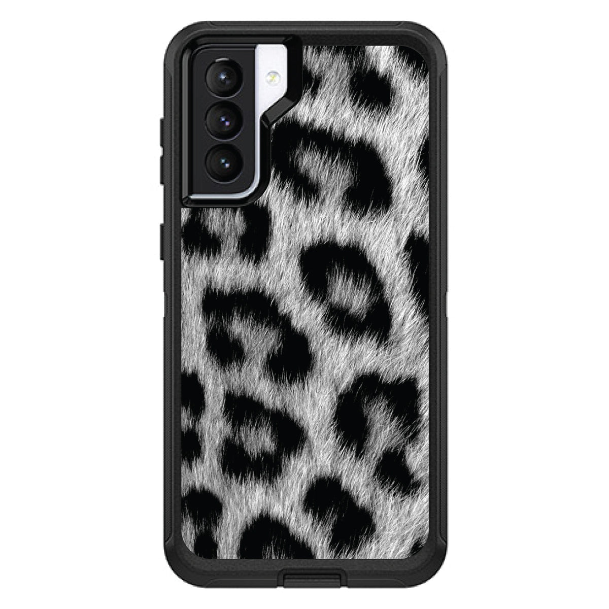 Black White Snow Leopard Fur OtterBox Defender Case for iPhone & Galaxy, view 6