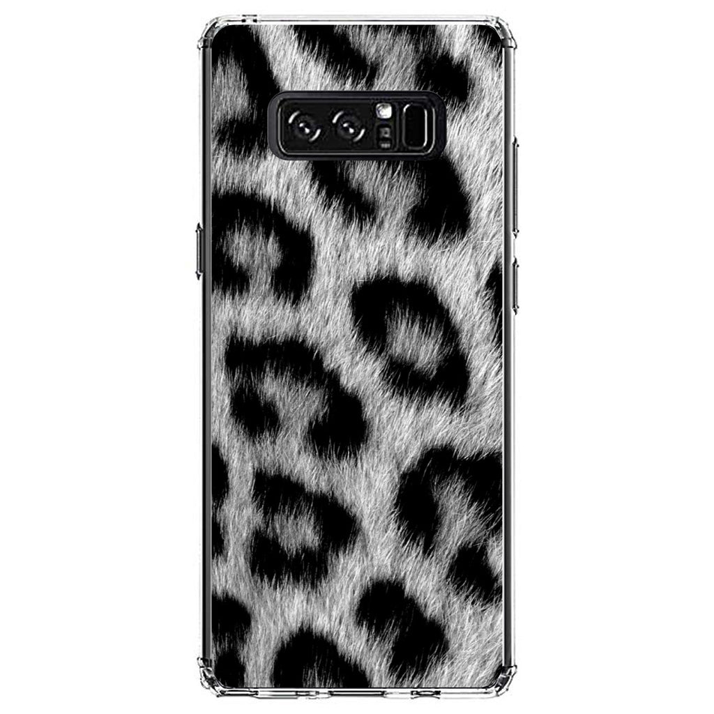 Black White Snow Leopard Fur Print Clear Shockproof iPhone Case, view 12