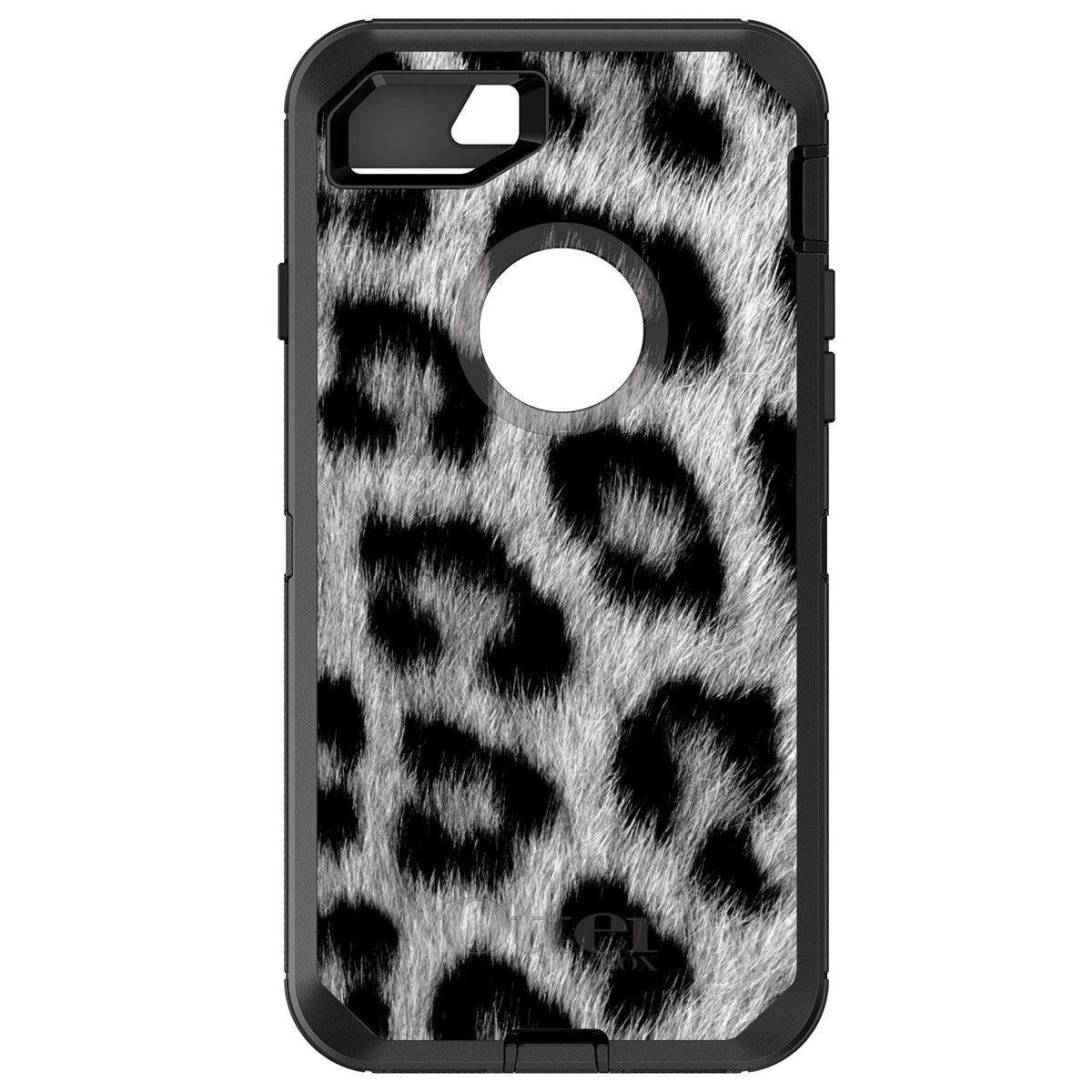 Black White Snow Leopard Fur OtterBox Defender Case for iPhone & Galaxy