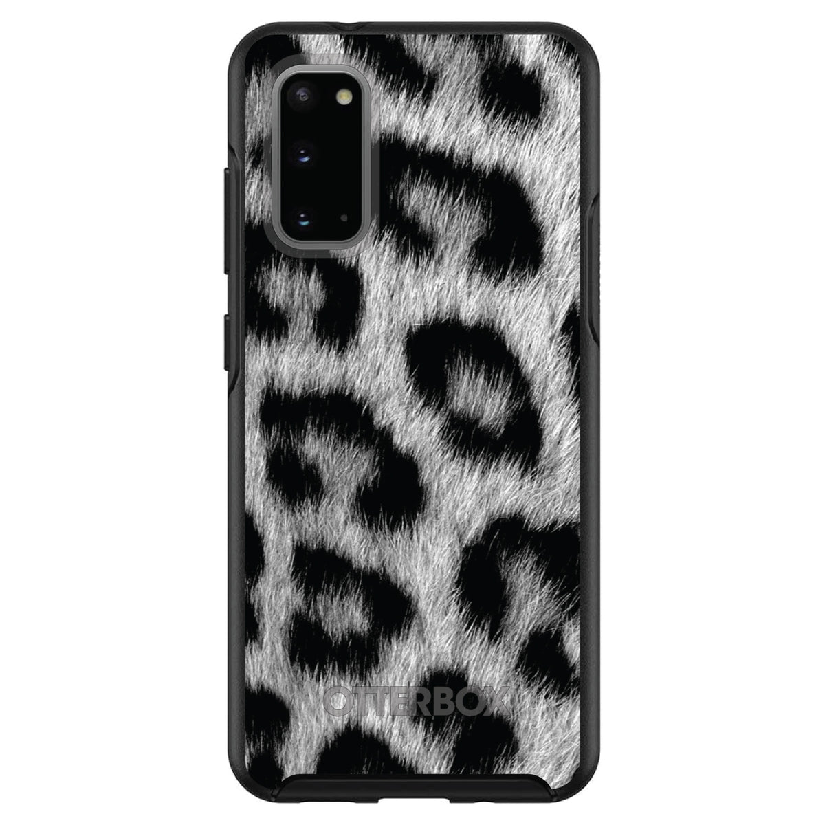 Black White Snow Leopard Fur OtterBox Symmetry Case for iPhone & Galaxy, view 5