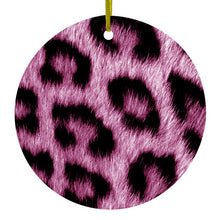 Pink Black Leopard Fur Skin Print Ceramic Ornament
