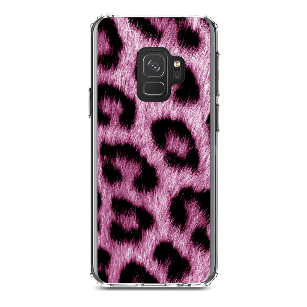 Pink Black Leopard Fur Skin Print Clear Shockproof iPhone Case, view 19