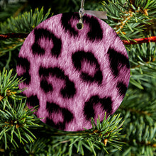 Pink Black Leopard Fur Skin Print Ceramic Ornament