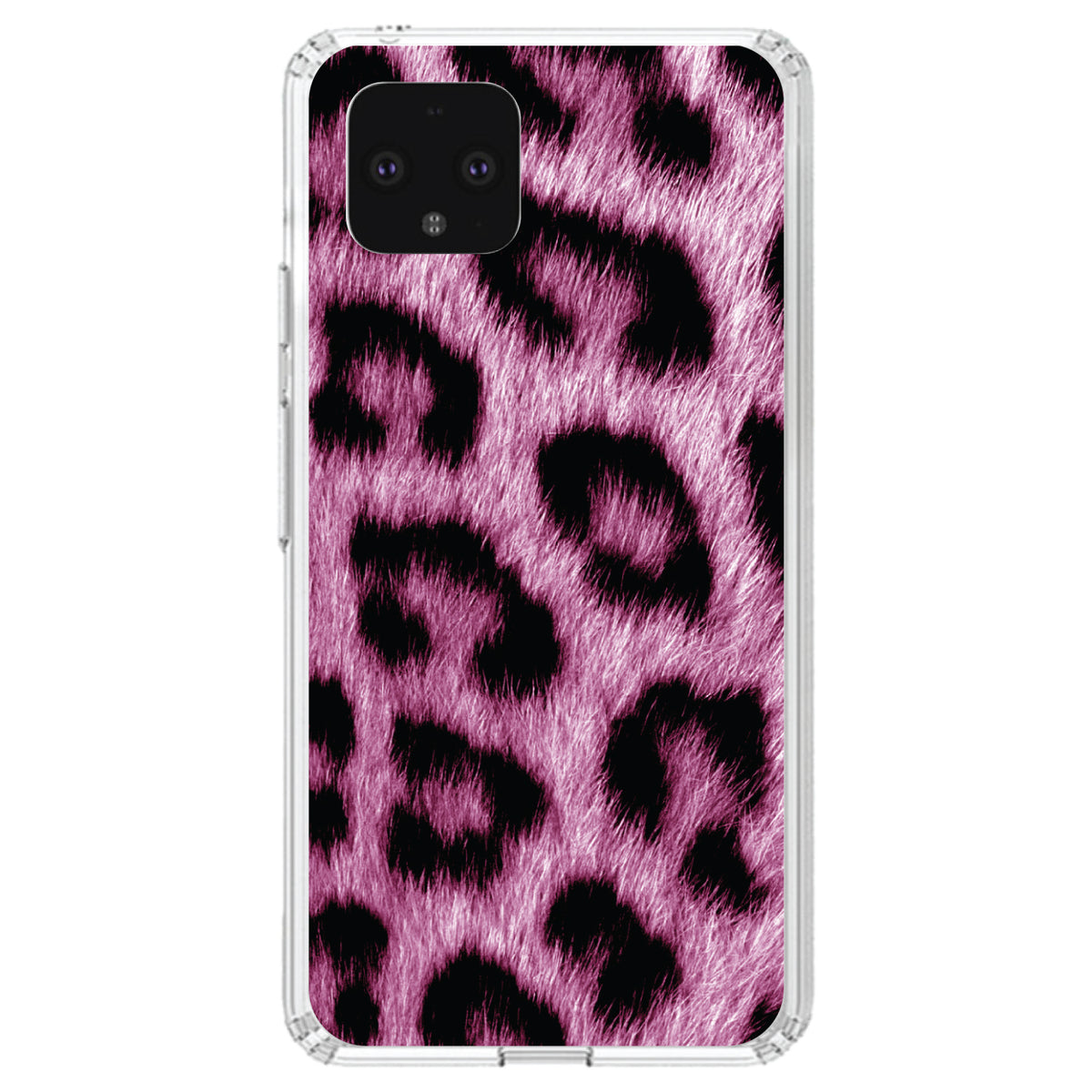 Pink Black Leopard Fur Skin Print Clear Shockproof iPhone Case, view 23