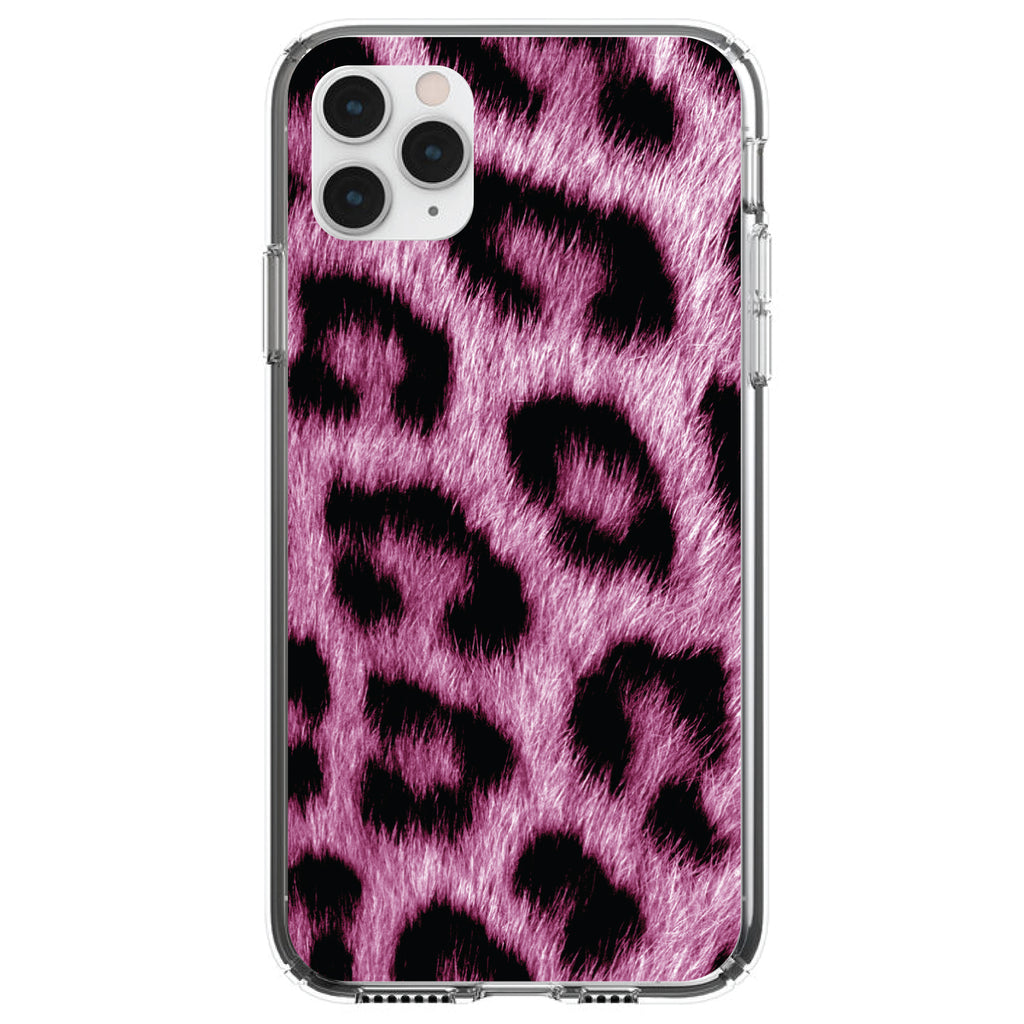 Pink Black Leopard Fur Skin Print Clear Shockproof iPhone Case