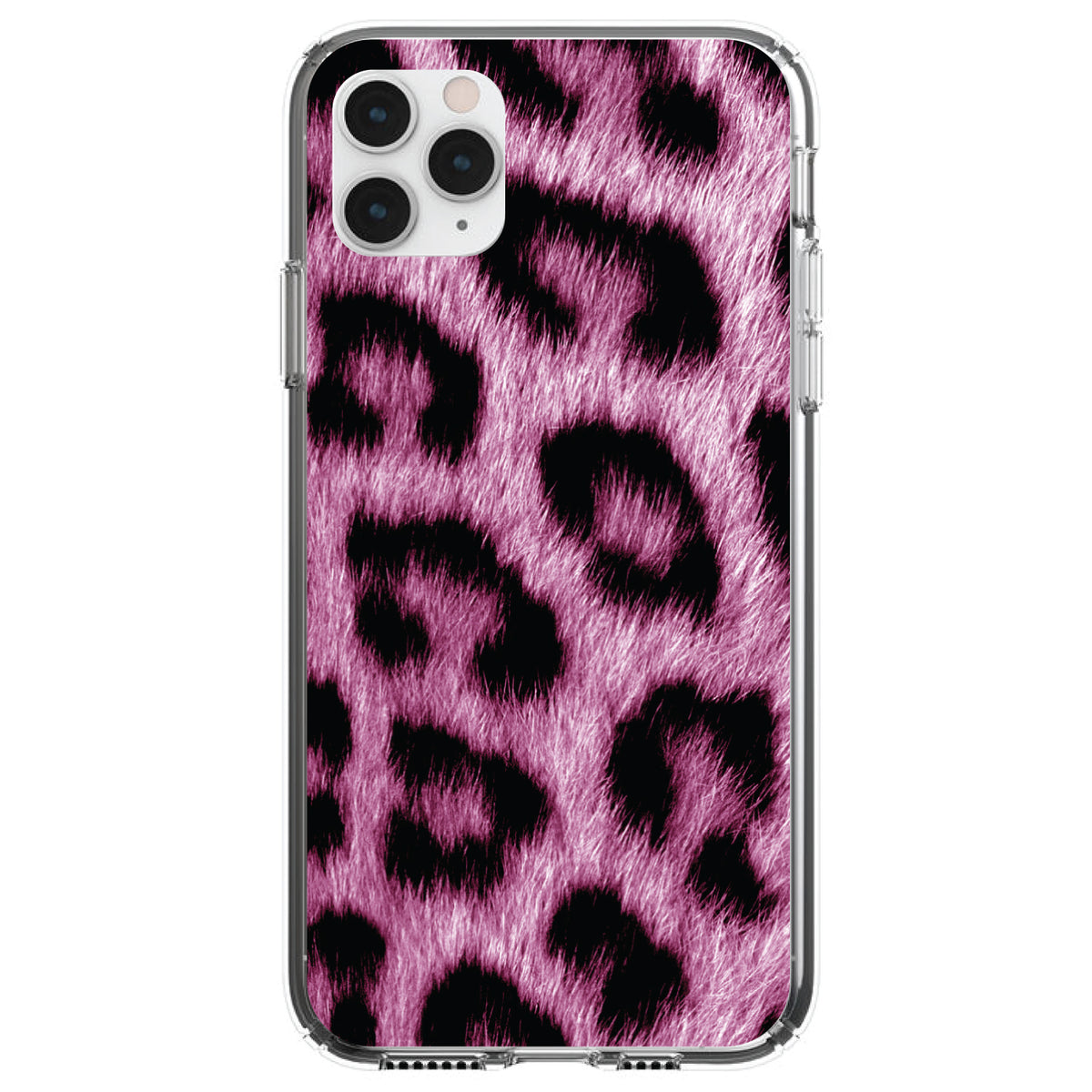 Pink Black Leopard Fur Skin Print Clear Shockproof iPhone Case