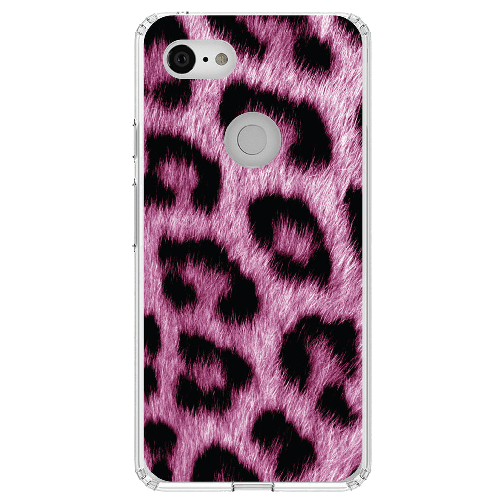 Pink Black Leopard Fur Skin Print Clear Shockproof iPhone Case, view 22