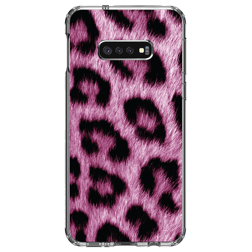 Pink Black Leopard Fur Skin Print Clear Shockproof iPhone Case, view 18