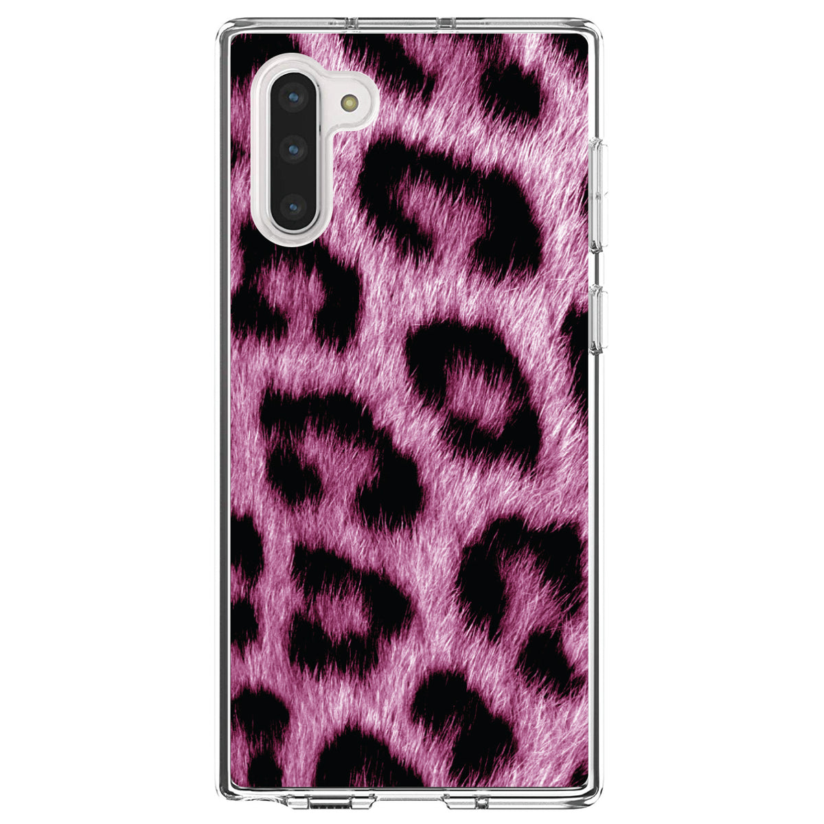 Pink Black Leopard Fur Skin Print Clear Shockproof iPhone Case, view 9