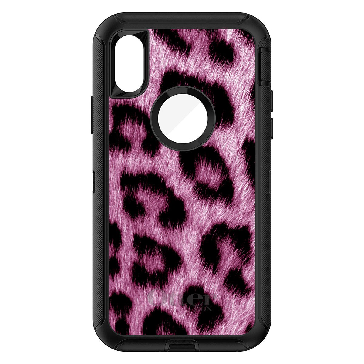 Pink Black Leopard Fur Skin OtterBox Defender Case for iPhone & Galaxy, view 3