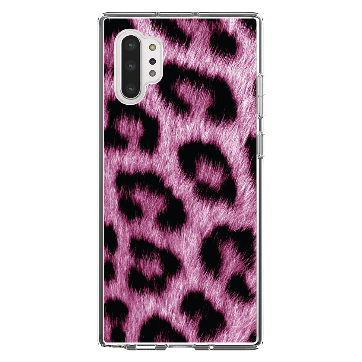 Pink Black Leopard Fur Skin Print Clear Shockproof iPhone Case, view 10