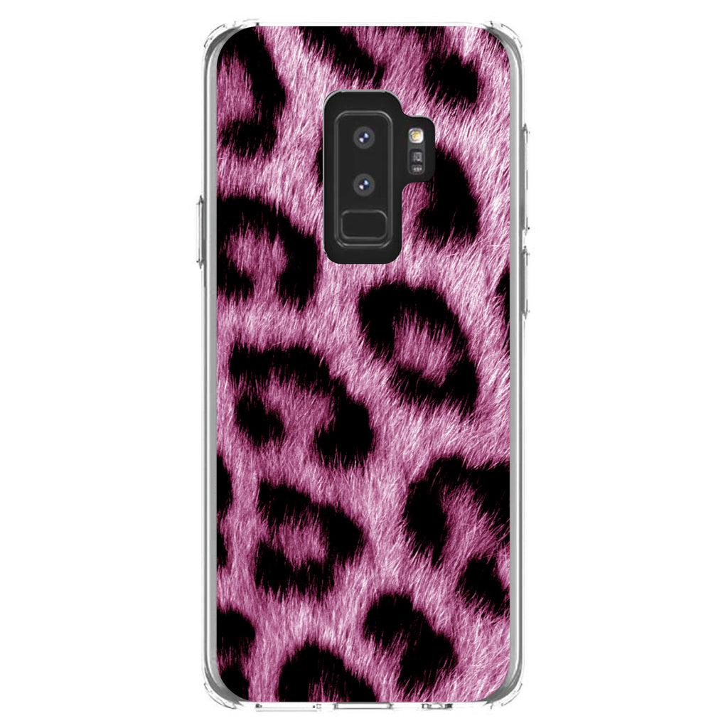 Pink Black Leopard Fur Skin Print Clear Shockproof iPhone Case, view 20