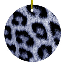 Blue Black Leopard Fur Skin Print Ceramic Ornament