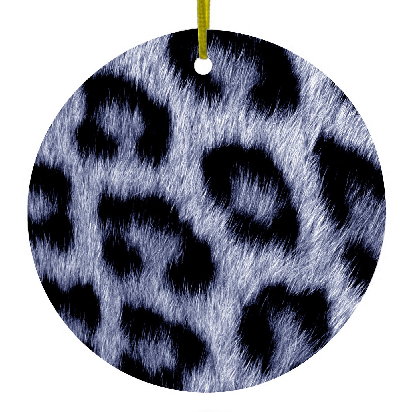 Blue Black Leopard Fur Skin Print Ceramic Ornament