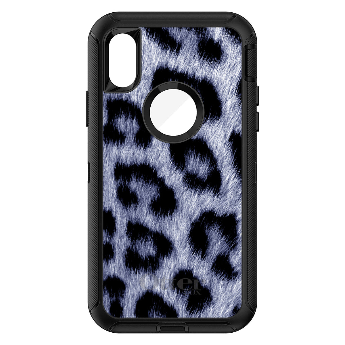 Blue Black Leopard Fur Skin OtterBox Defender Case for iPhone & Galaxy, view 3