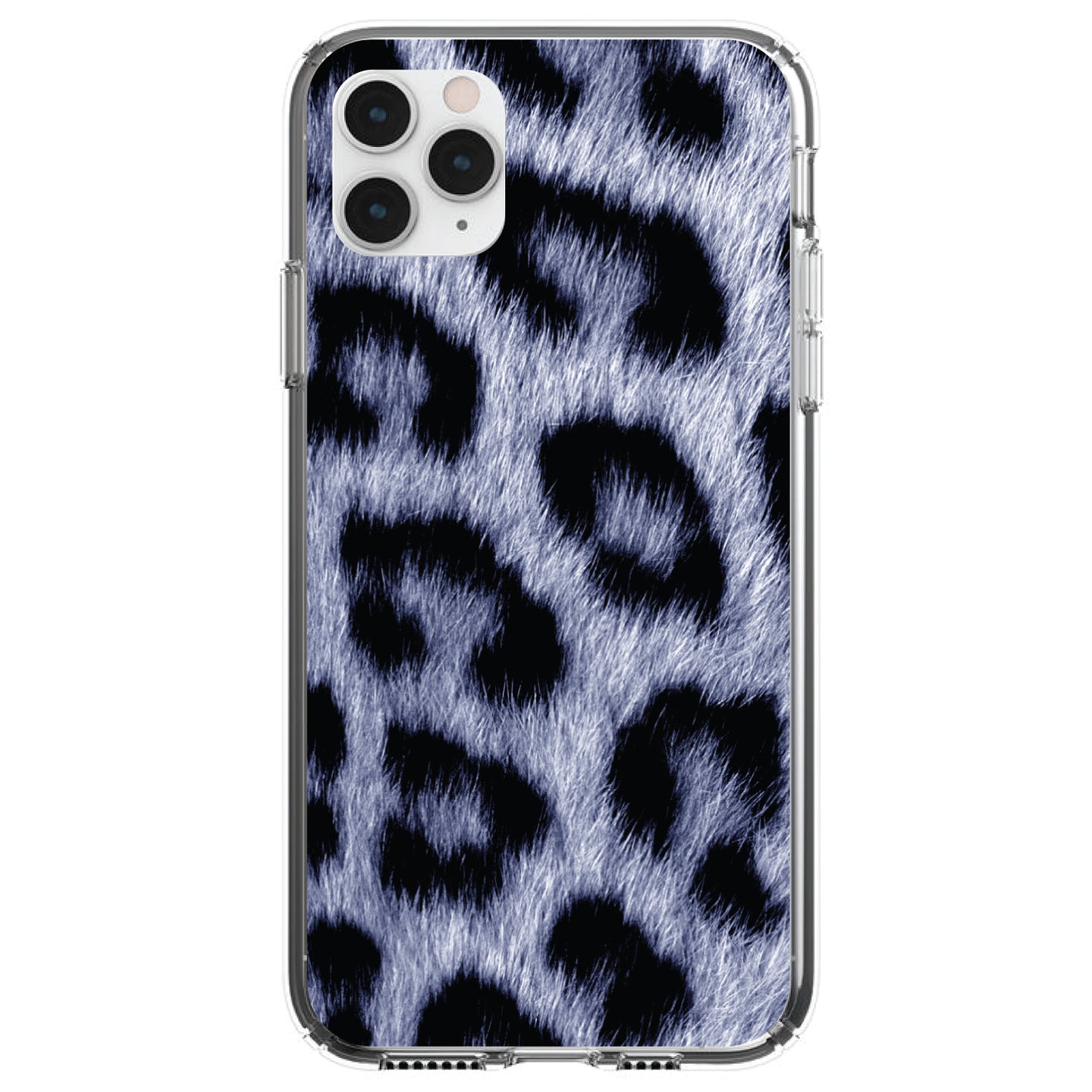 DistinctInk® Clear Shockproof Hybrid Case for Apple iPhone / Samsung Galaxy / Google Pixel - Blue Black Leopard Fur Skin Print