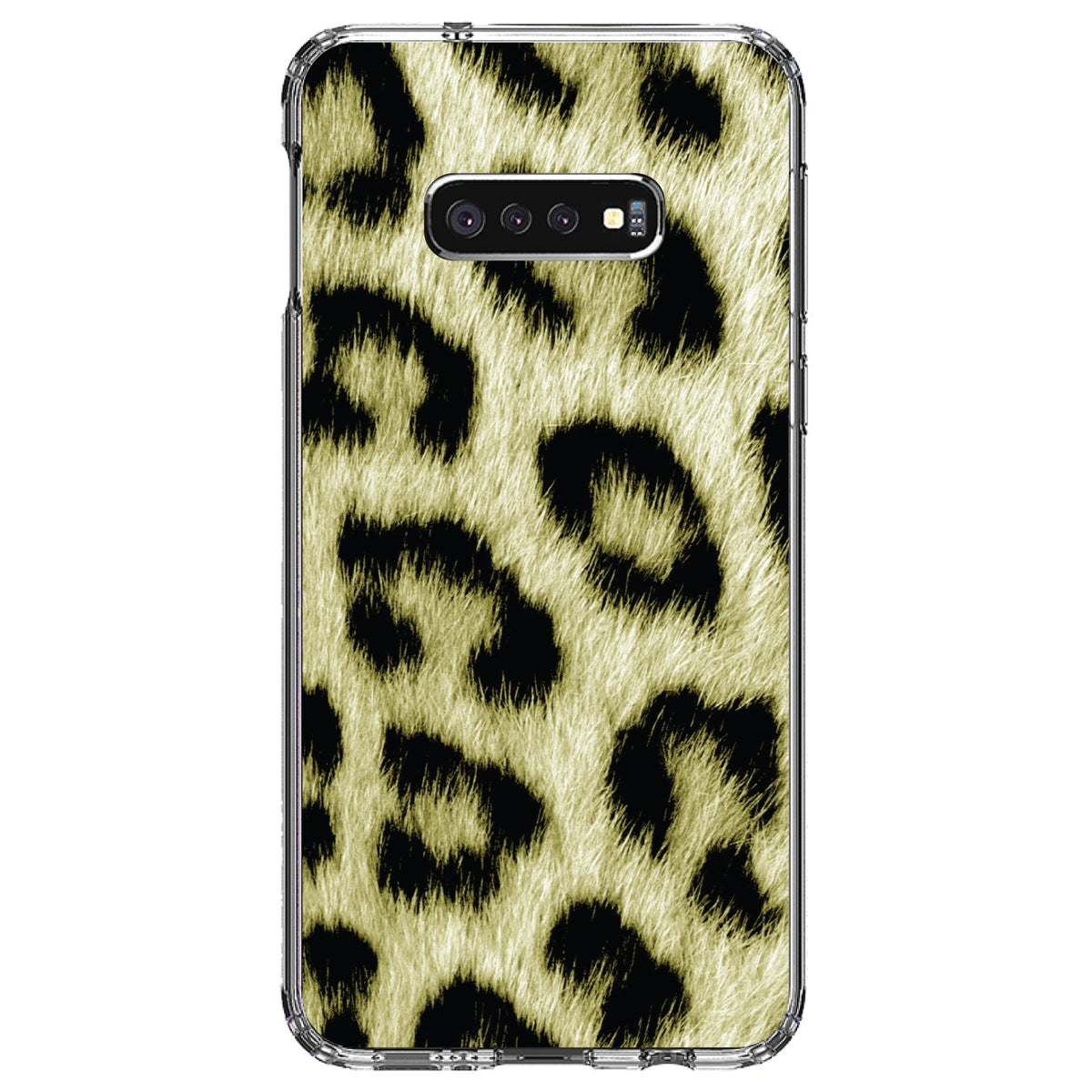 Yellow Black Leopard Fur Skin Print Clear Shockproof iPhone Case, view 18