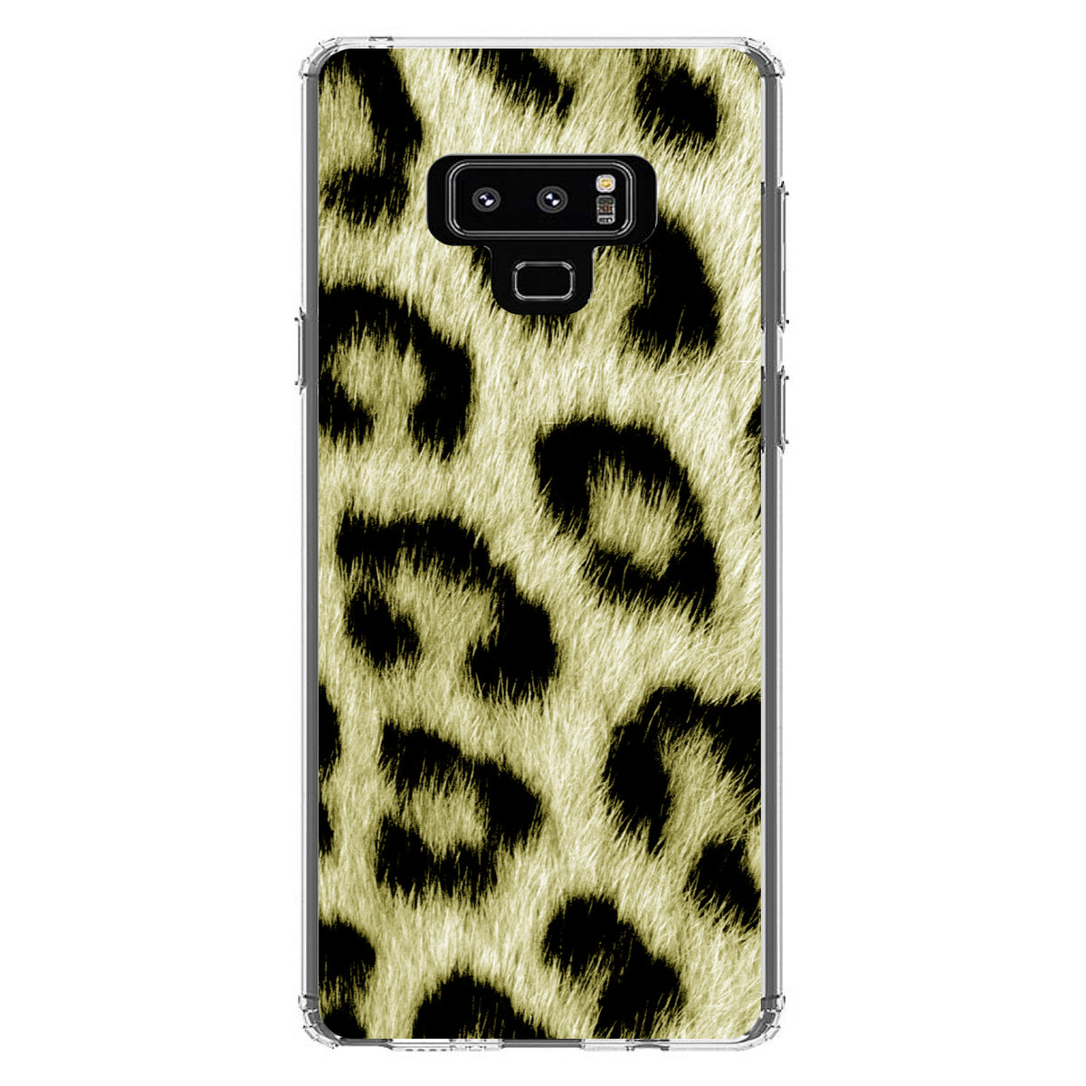 Yellow Black Leopard Fur Skin Print Clear Shockproof iPhone Case, view 11
