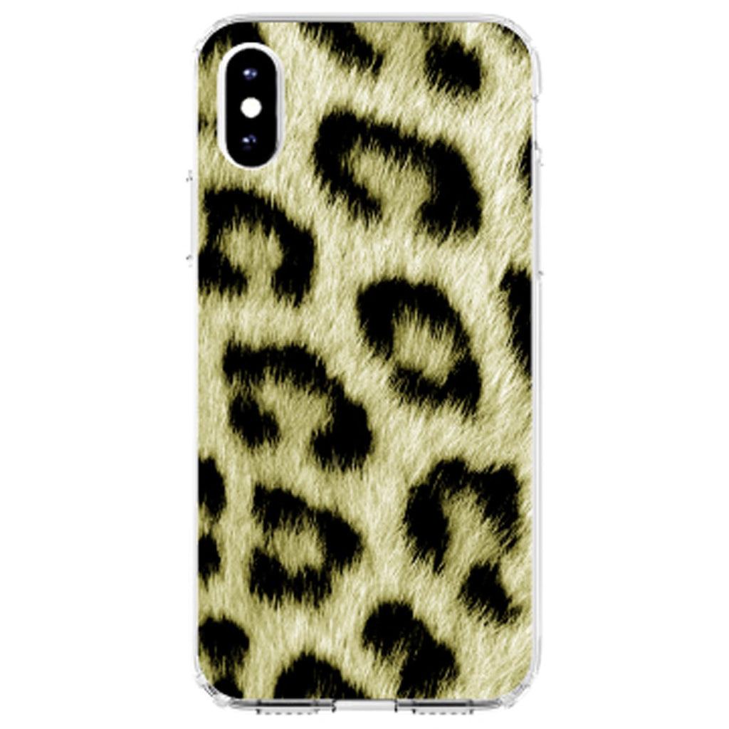 Yellow Black Leopard Fur Skin Print Clear Shockproof iPhone Case, view 2